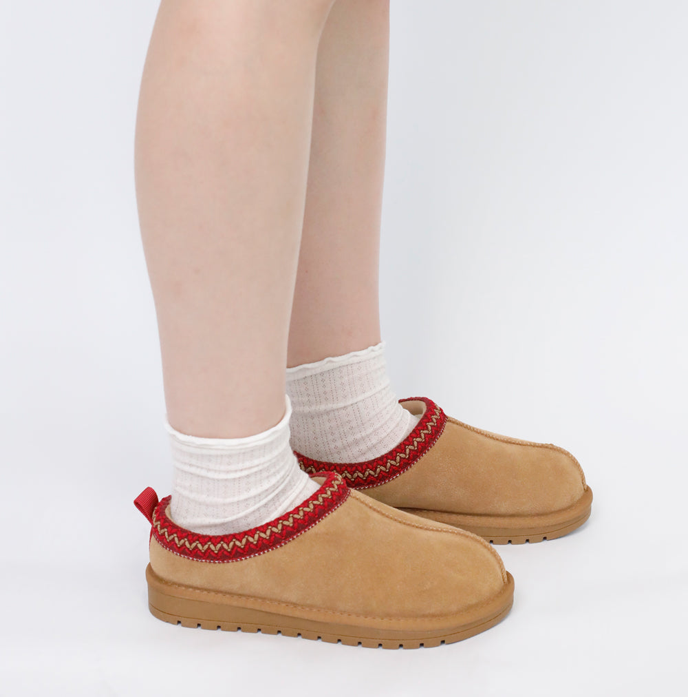 2409 Suede Braided Fluffy Slip-on Slipper Shoes