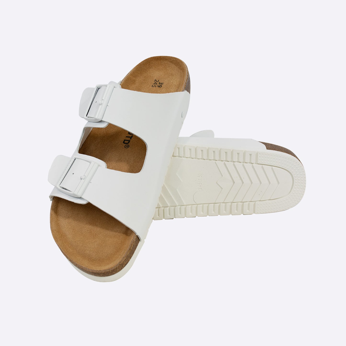 2501 Open Toe Dual Buckle Cork Sandals