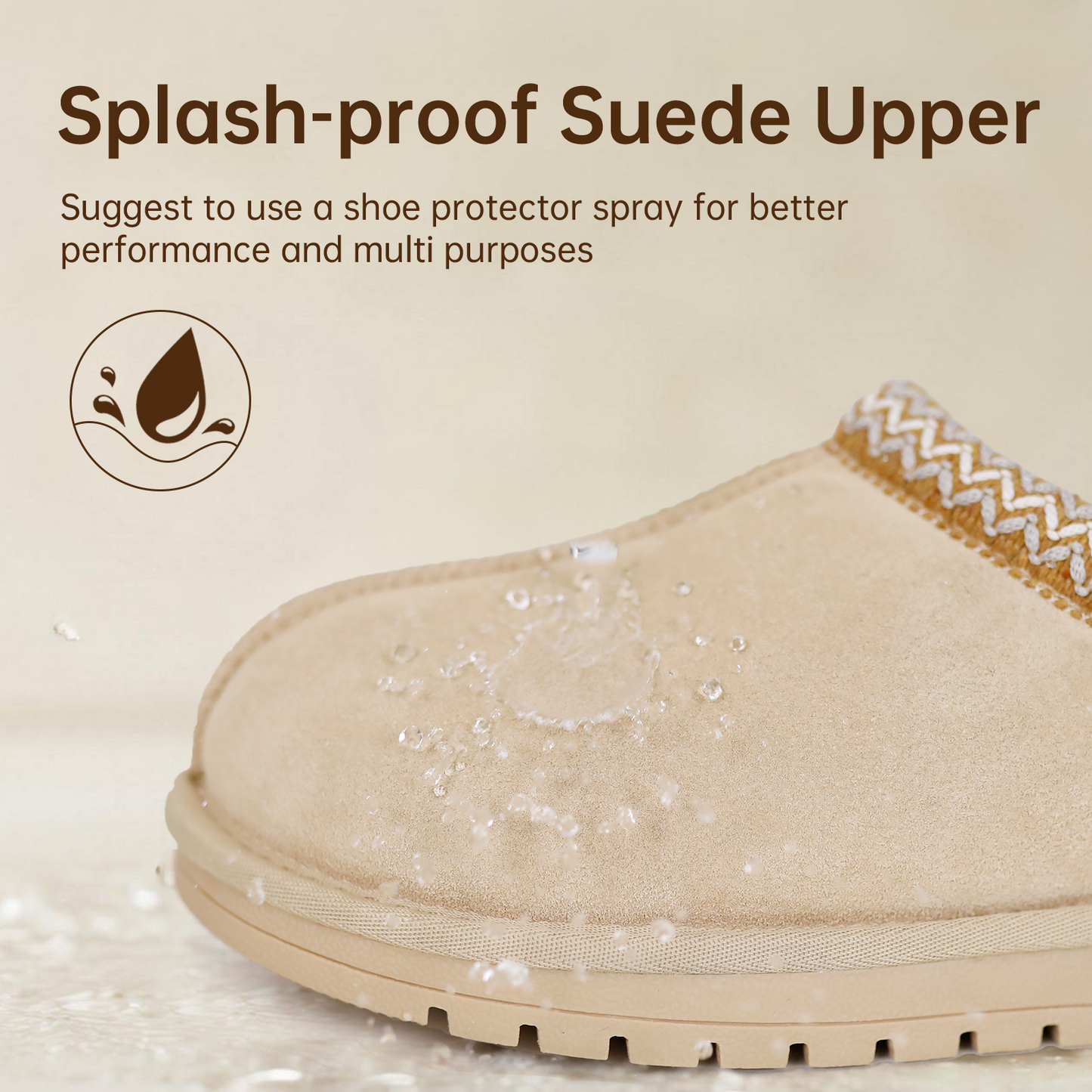2409 Suede Braided Fluffy Slip-on Slipper Shoes