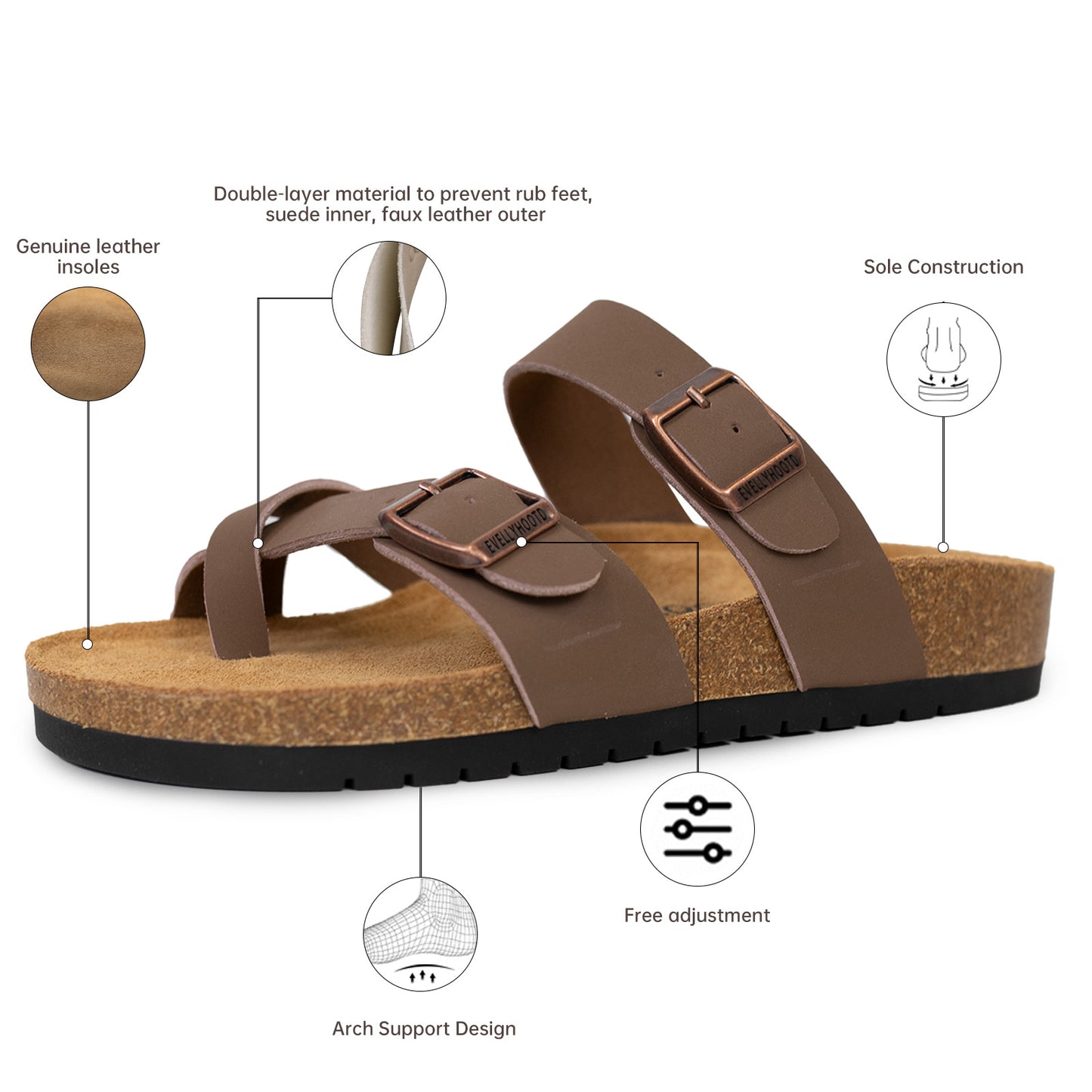 2502 Cork Footbed Flip Flop Sandals with Arch Support