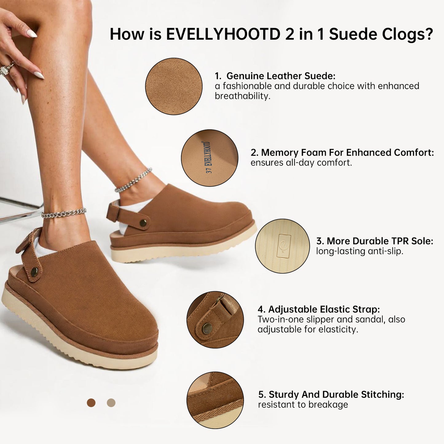 2401 Comfort Suede 2-in-1 Strap Clogs