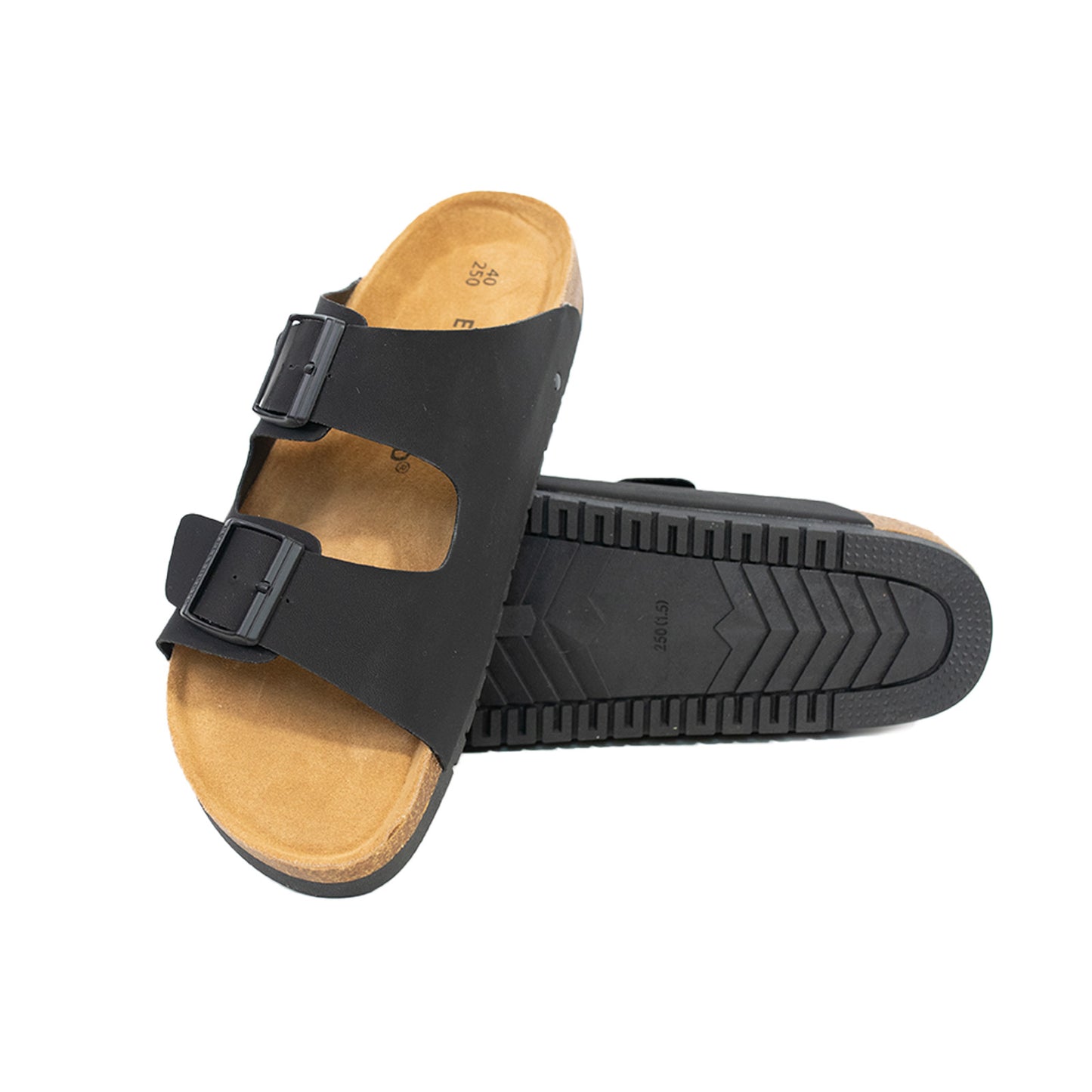 2501 Open Toe Dual Buckle Cork Sandals