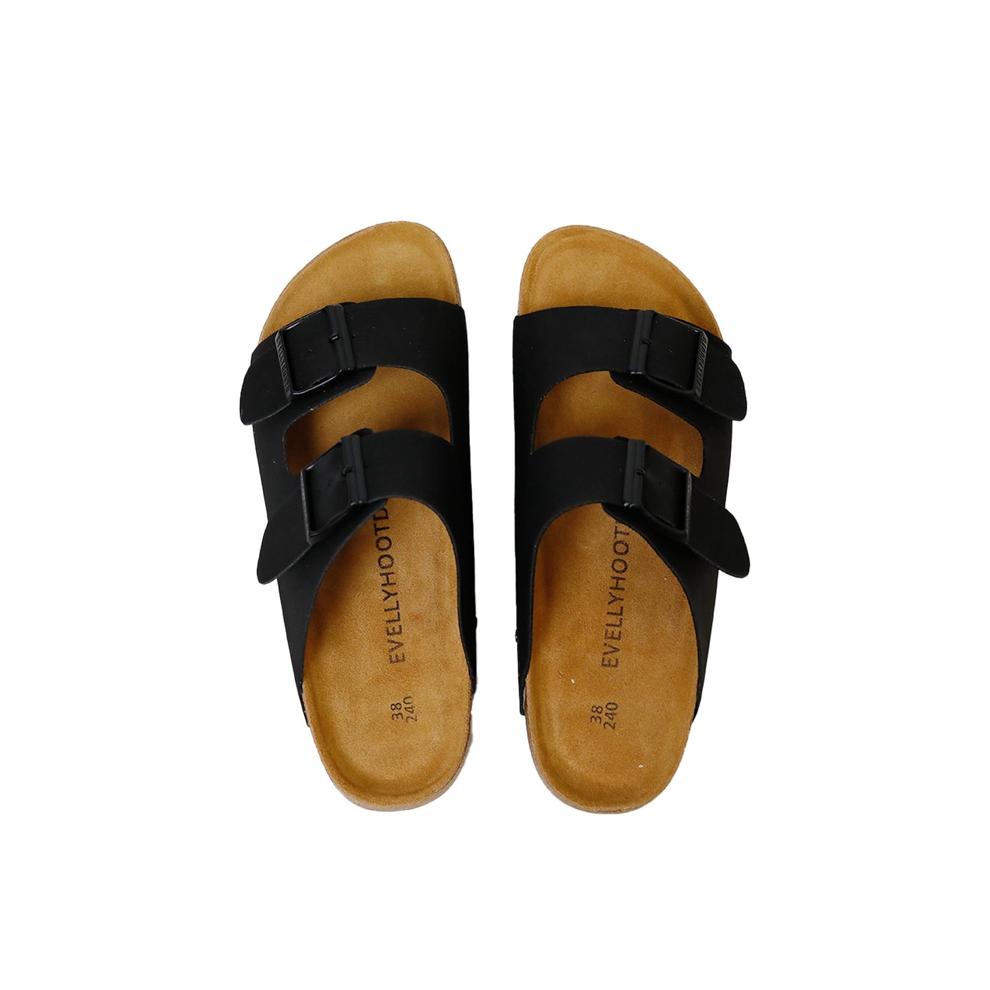 2501 Open Toe Dual Buckle Cork Sandals