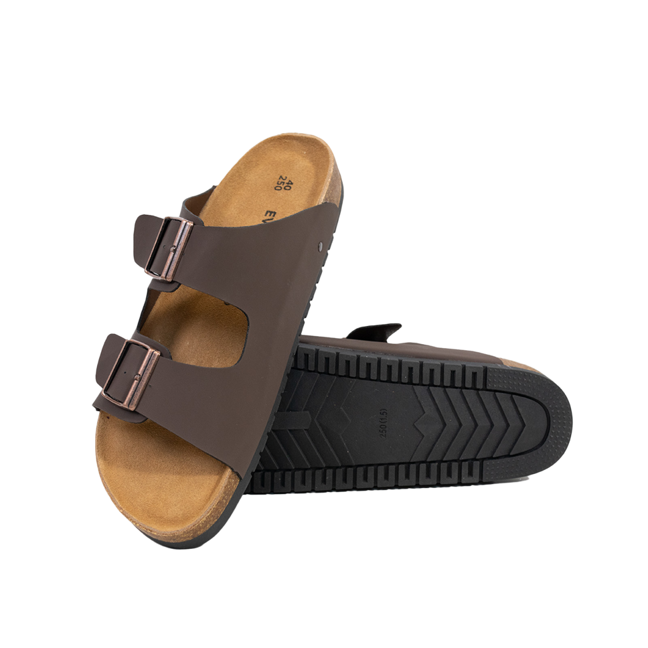 2501 Open Toe Dual Buckle Cork Sandals