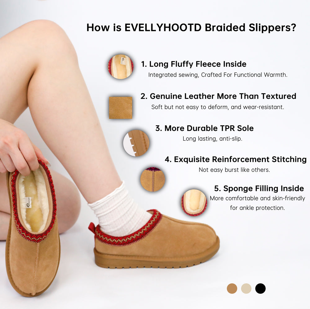 2409 Suede Braided Fluffy Slip-on Slipper Shoes