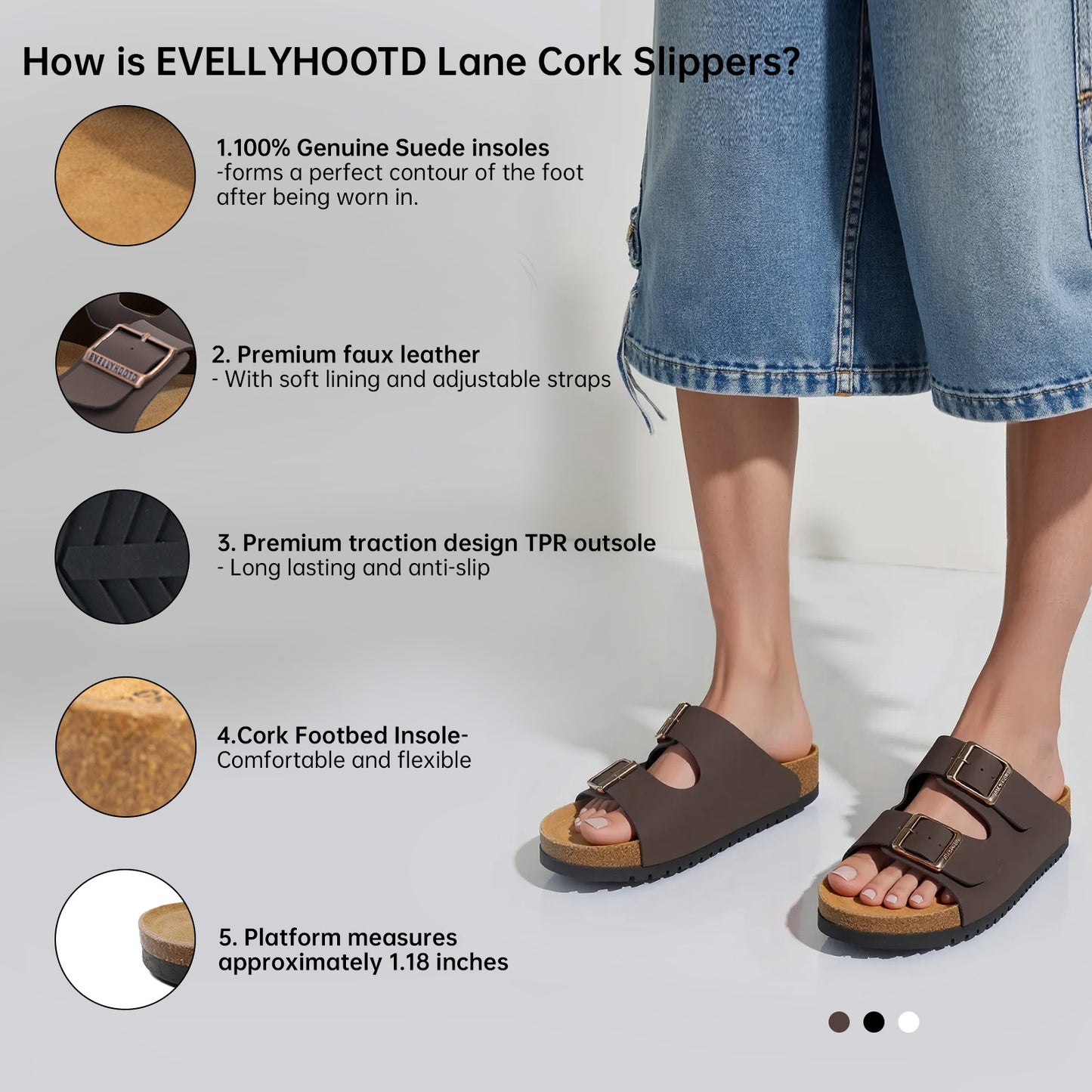 2501 Open Toe Dual Buckle Cork Sandals