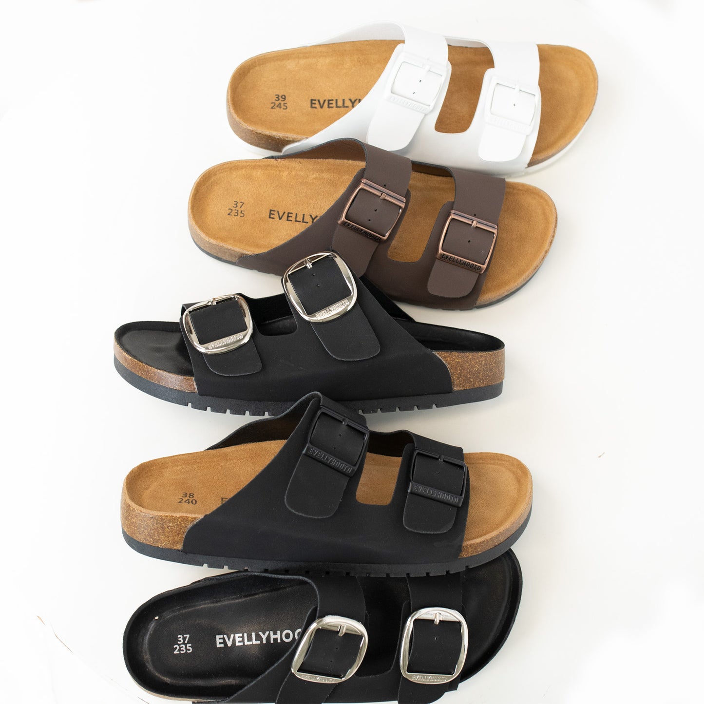 2501 Open Toe Dual Buckle Cork Sandals