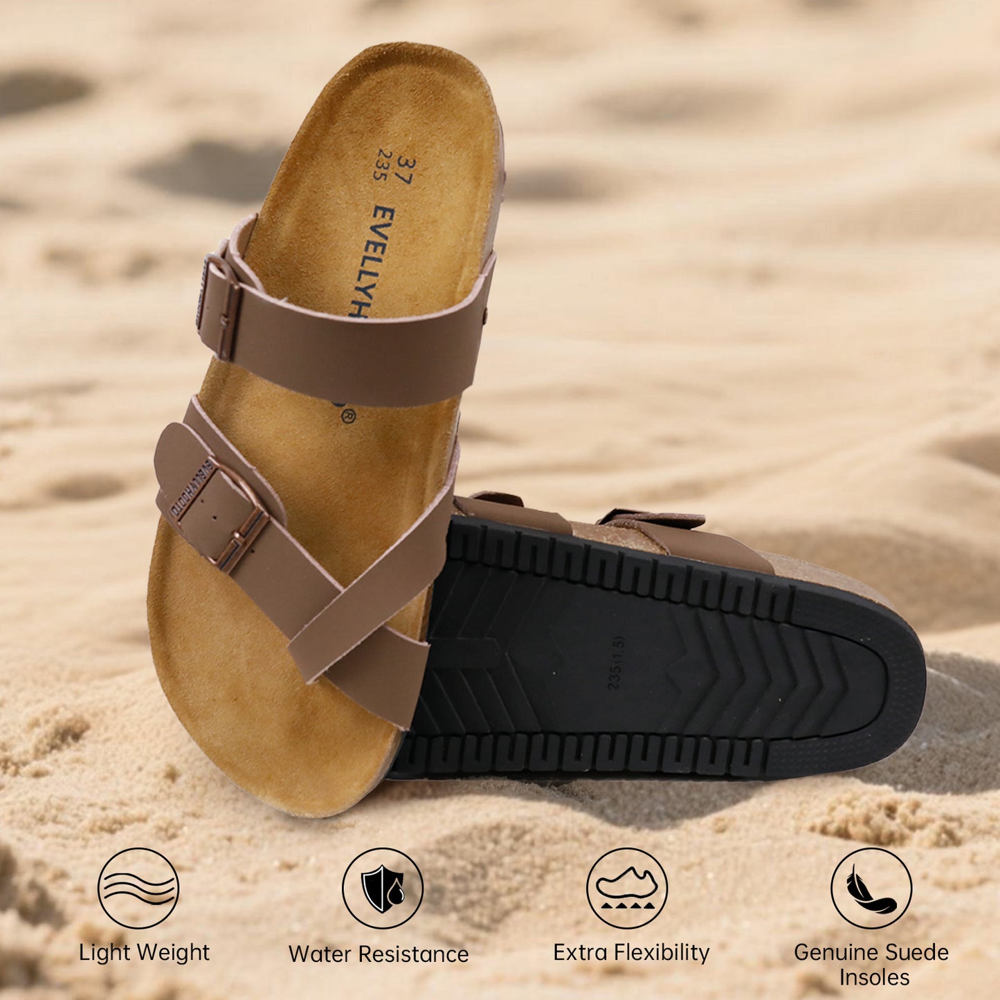 2502 Cork Footbed Flip Flop Sandals with Arch Support