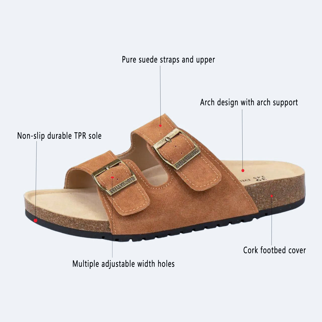 8333 Open Toe Suede Dual Buckle Sandals