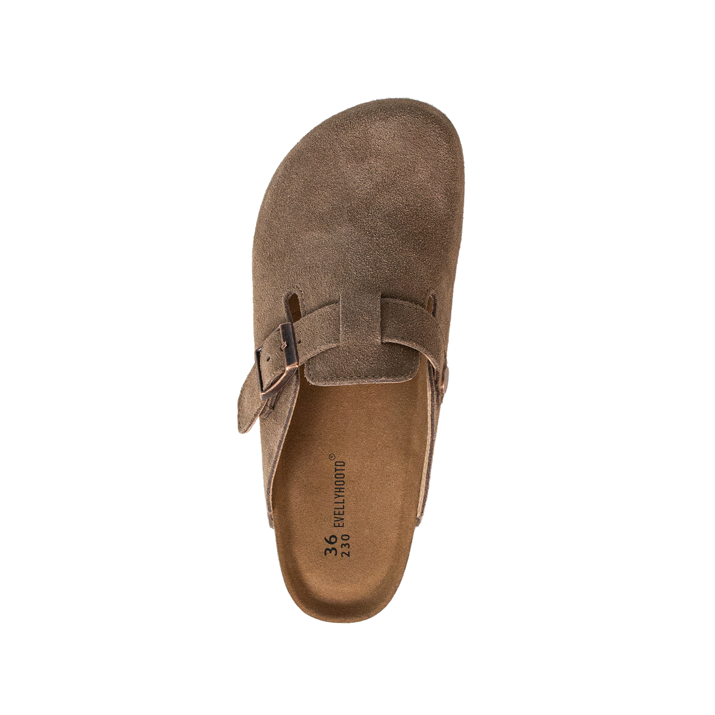 8555 Closed Round Toe Suede Cork Clogs