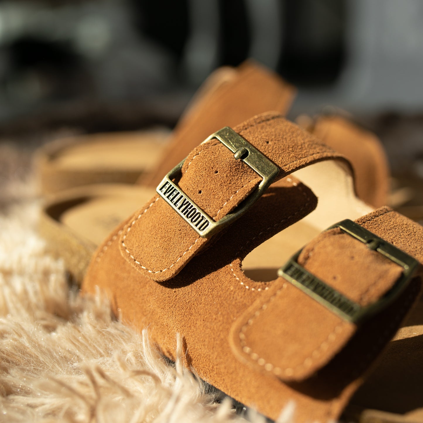 8333 Open Toe Suede Dual Buckle Sandals