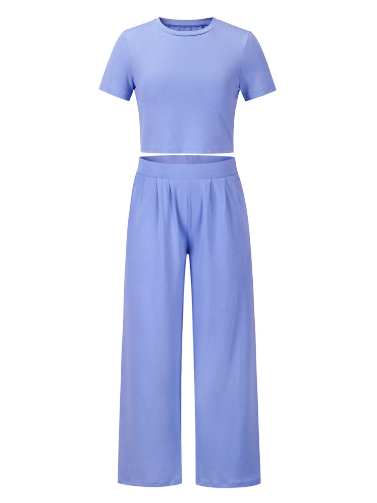Wide Leg Two Pieces Lounge Set Home Wear Sets