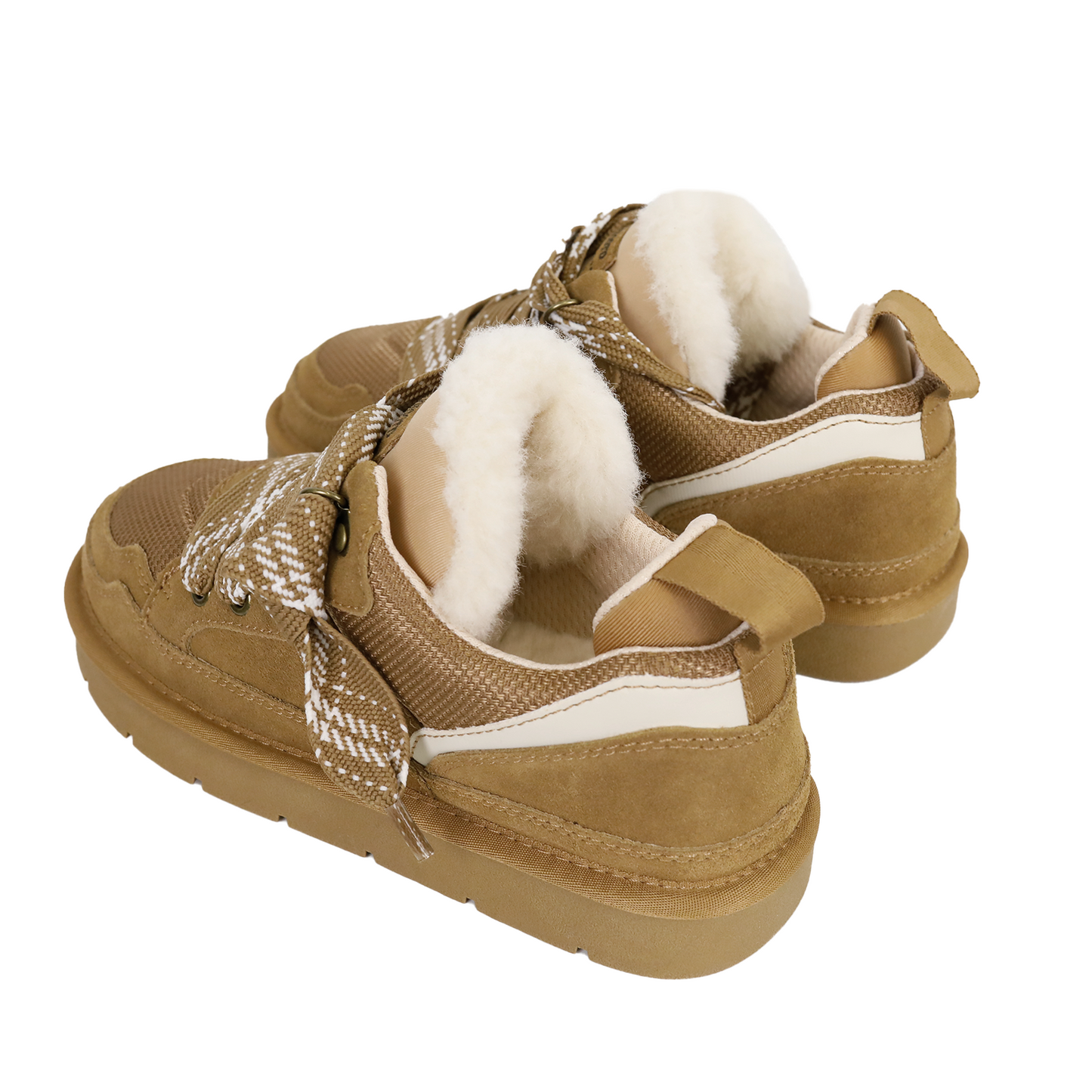 6401 Two-toned Laces Fur Sneakers