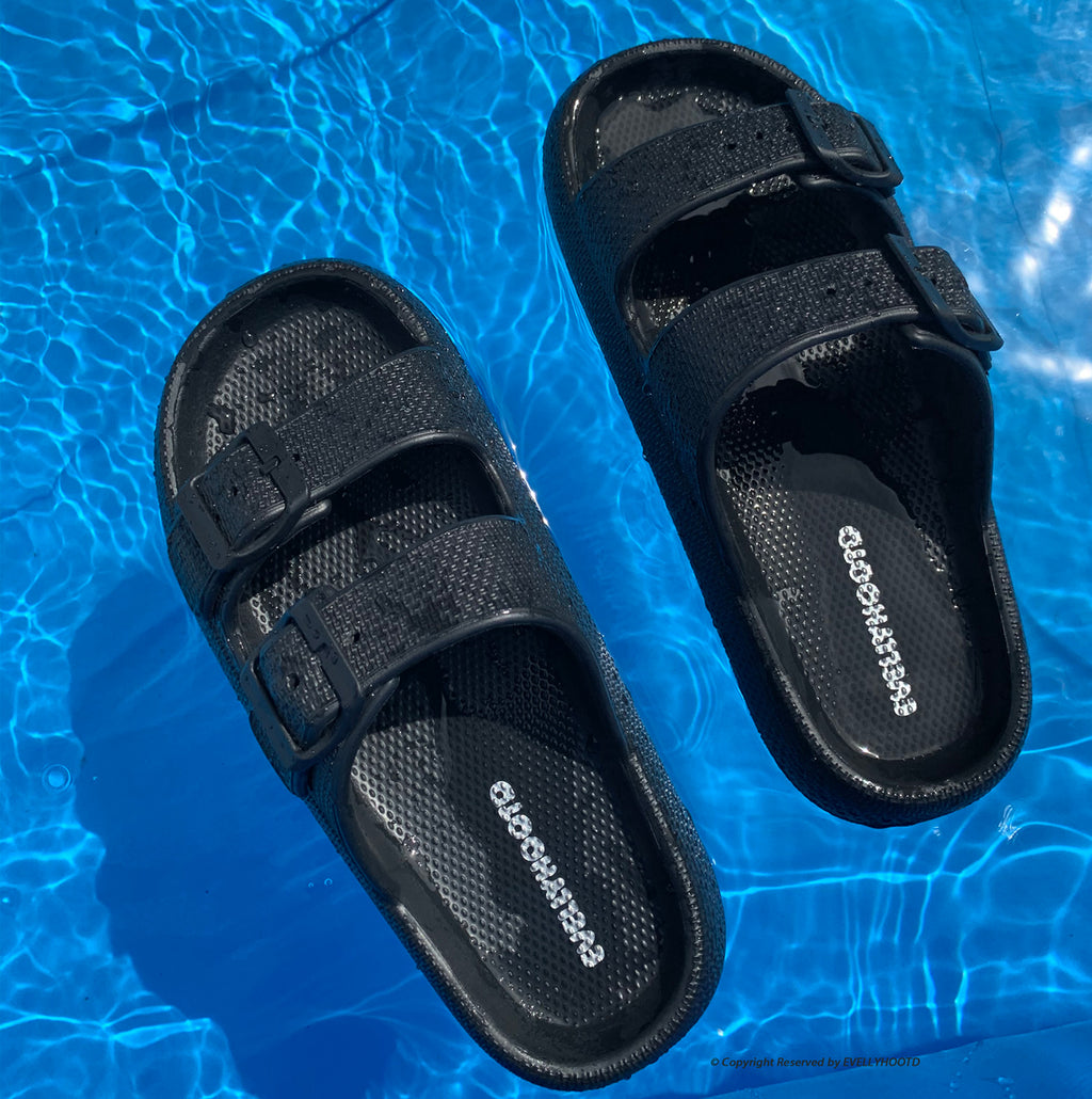 2302 EVA-Strandsandalen mit Doppelschnalle in Wolkenoptik
