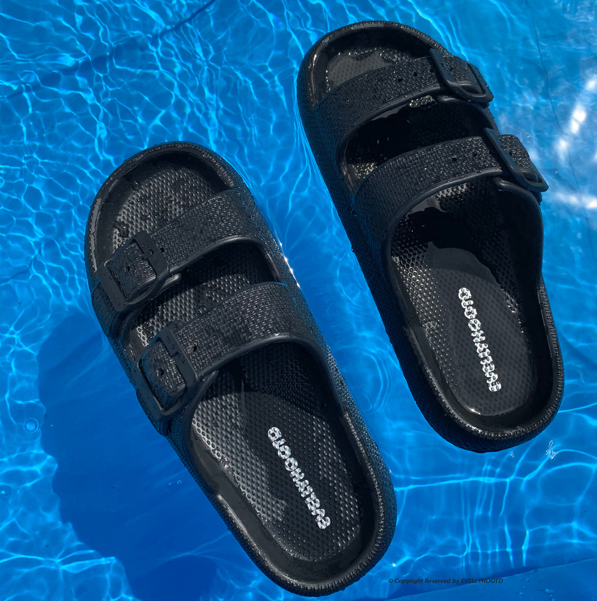 2302 EVA-Strandsandalen mit Doppelschnalle in Wolkenoptik