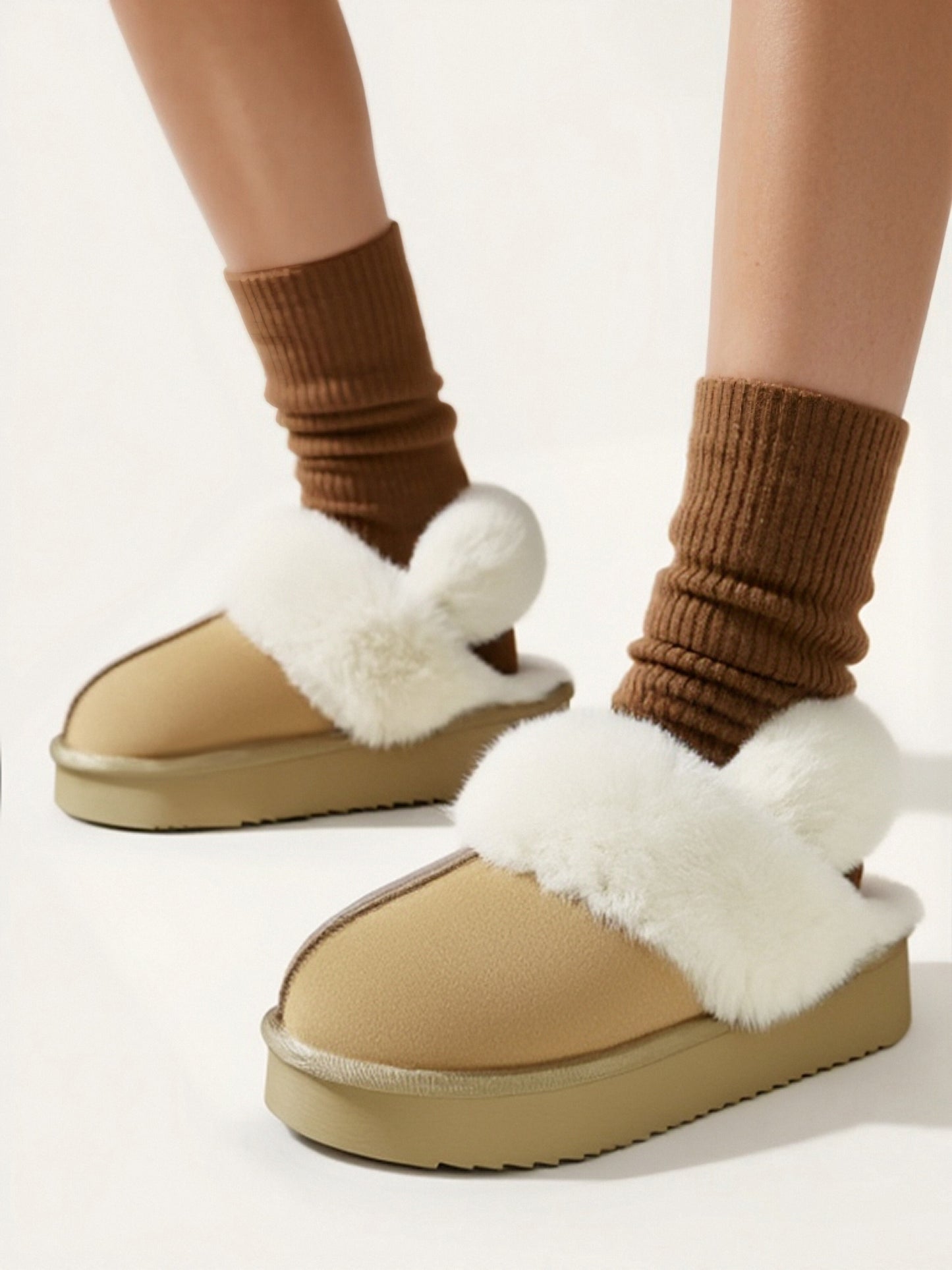 2411 Platform 2-Straps Fur Slipper Shoes