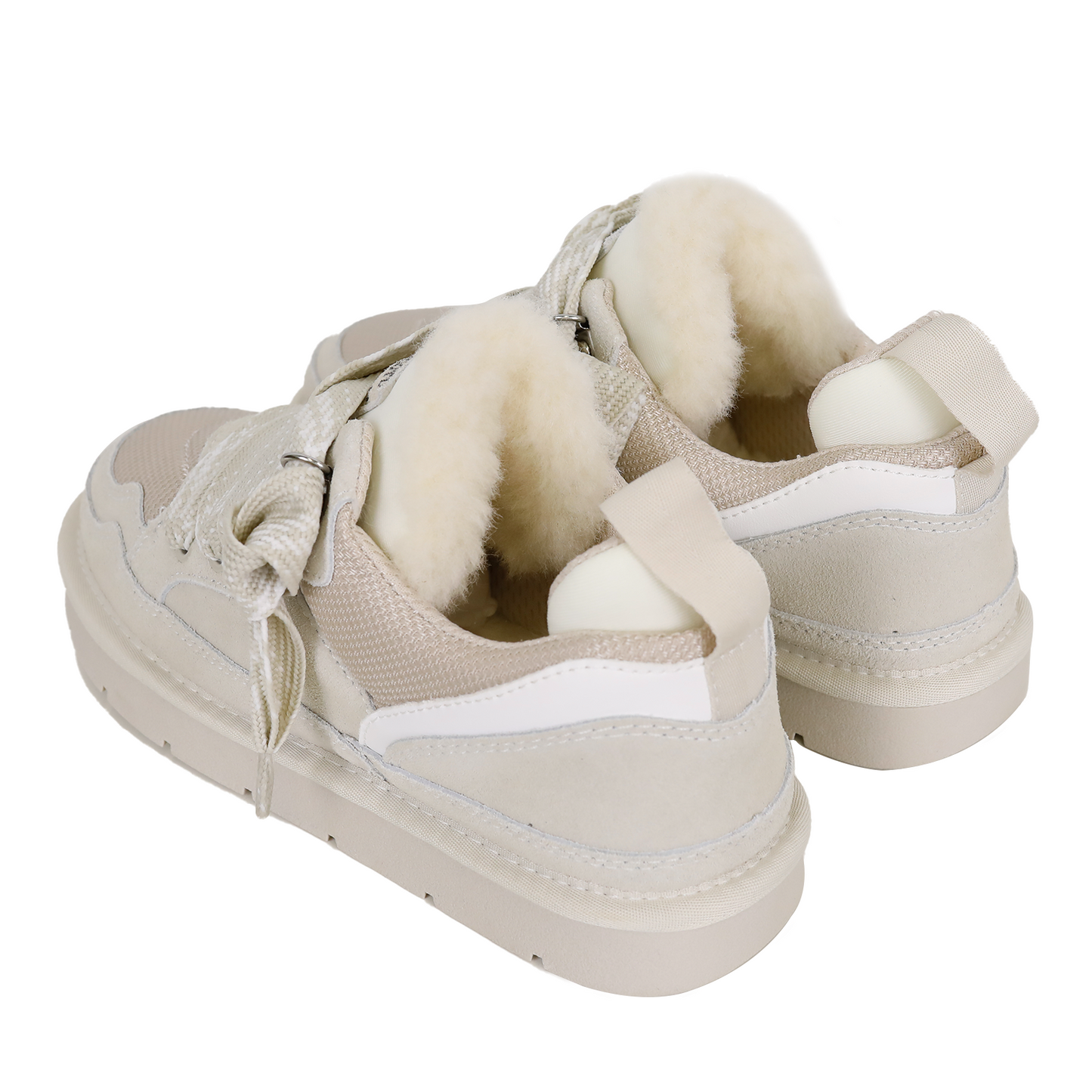 6401 Two-toned Laces Fur Sneakers