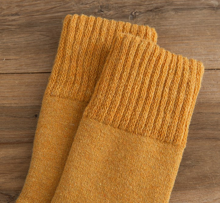 Terry Cotton Knit Long Thick Towel Crew Socks - One Size