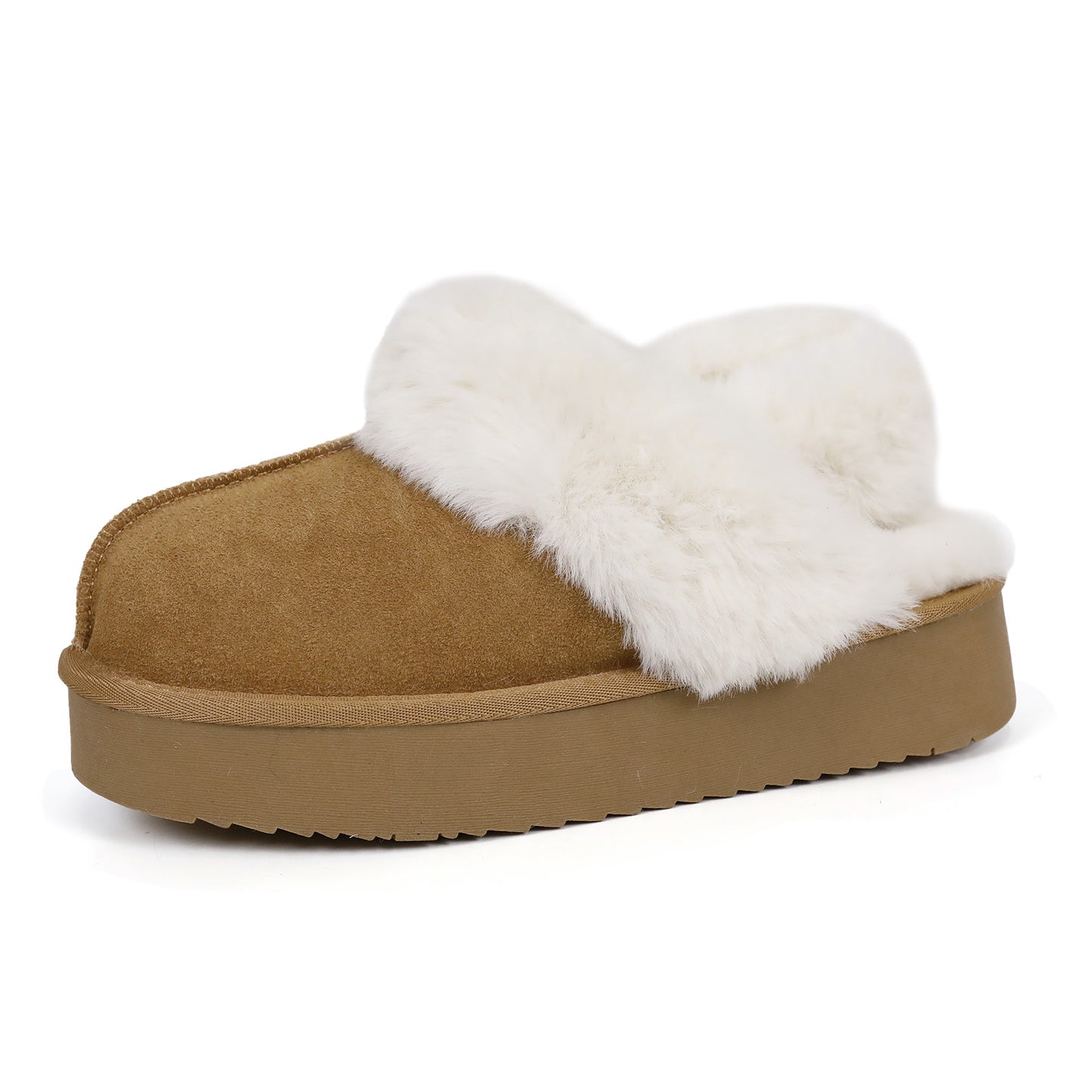 2411 Platform 2-Straps Fur Slipper Shoes