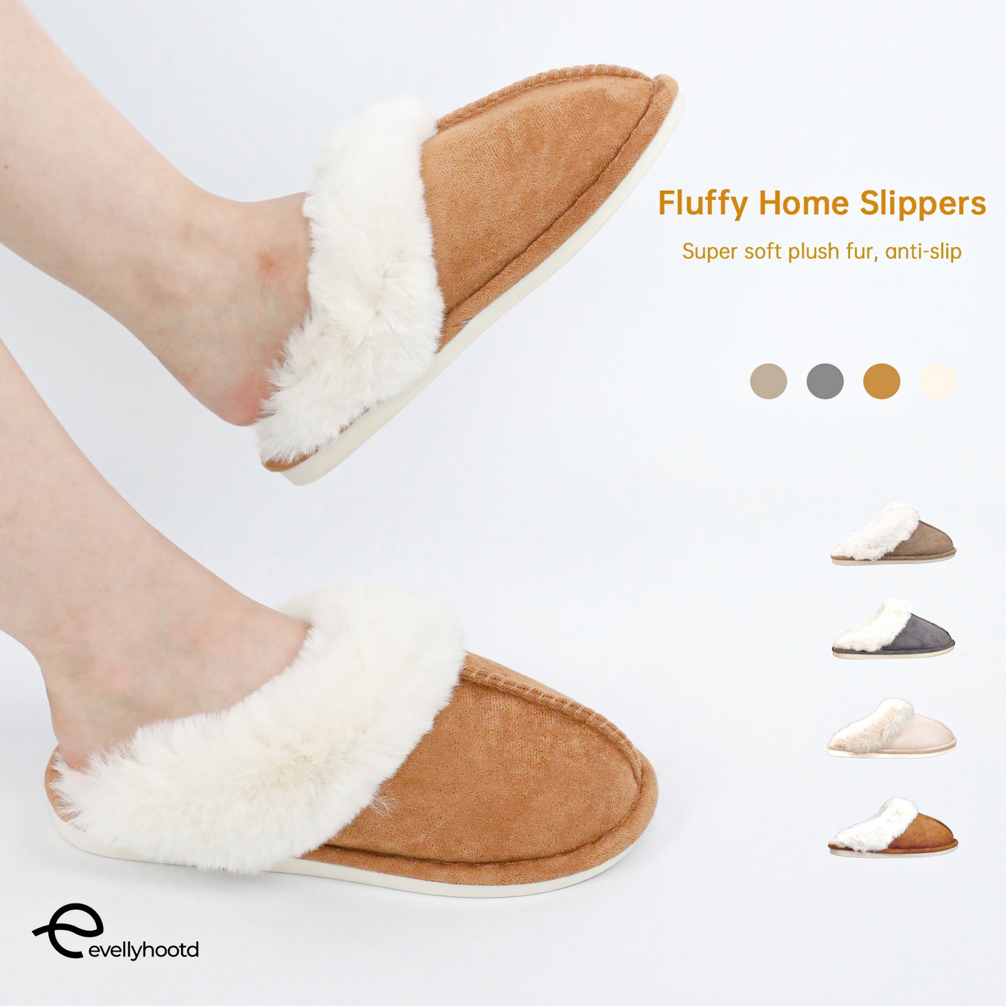 #8666 Warm Fleece Slippers Soft Comfy Plush Home Slippers