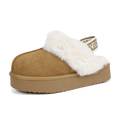 2411 Zapatillas de plataforma de dos tiras de piel