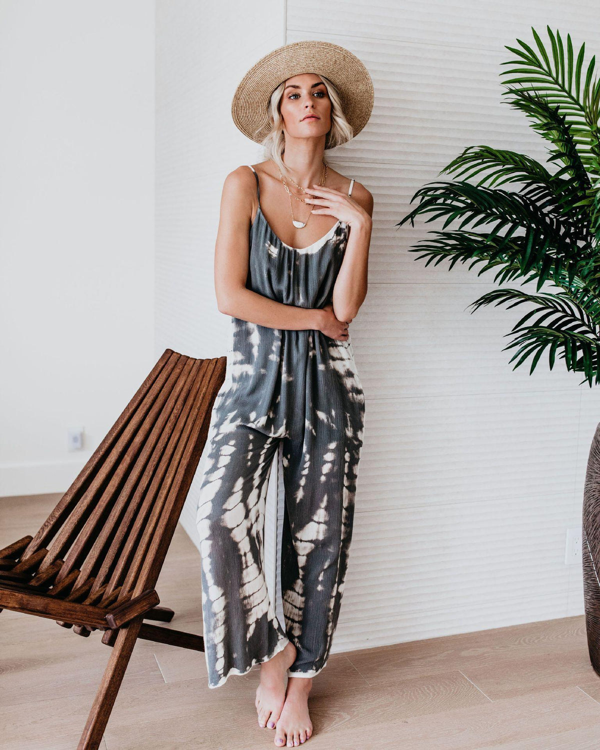Jumpsuit mit hohem Stretchanteil und weitem Bein