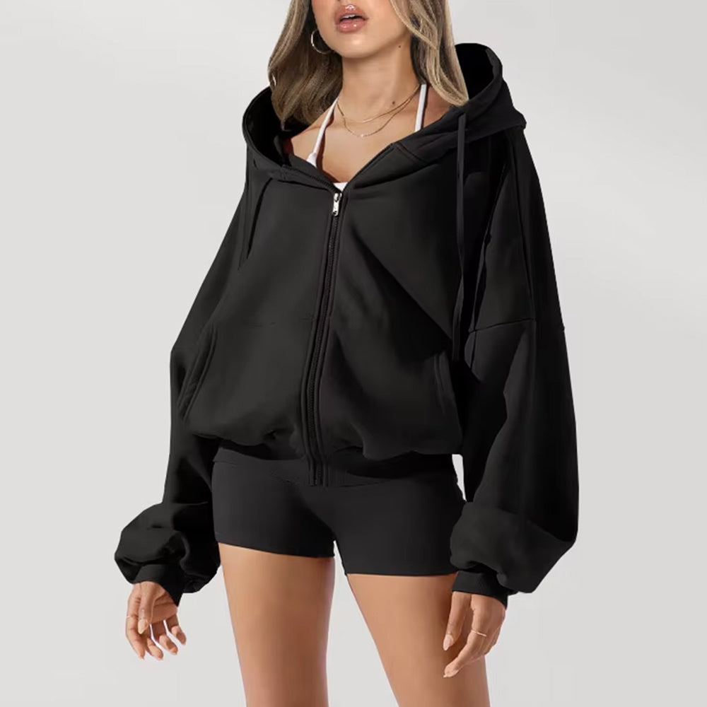 Oversized Cropped Zip Up Cloud Hoodies Sweatshirts