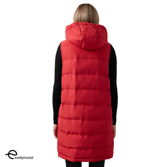 Removable Hooded Long Gilet Winter Puffer Vest