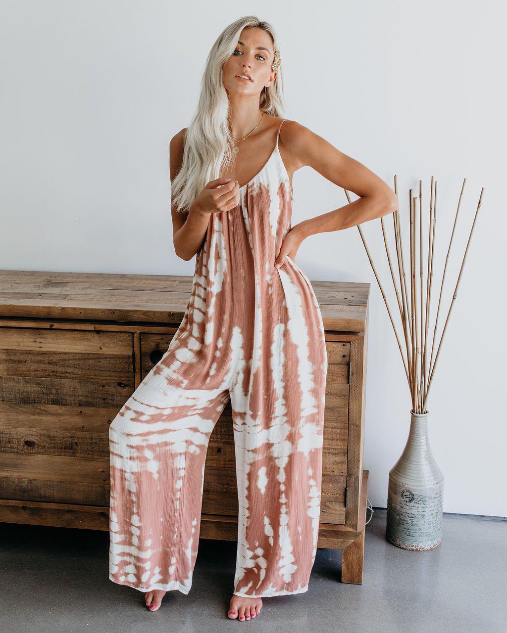 Jumpsuit mit hohem Stretchanteil und weitem Bein