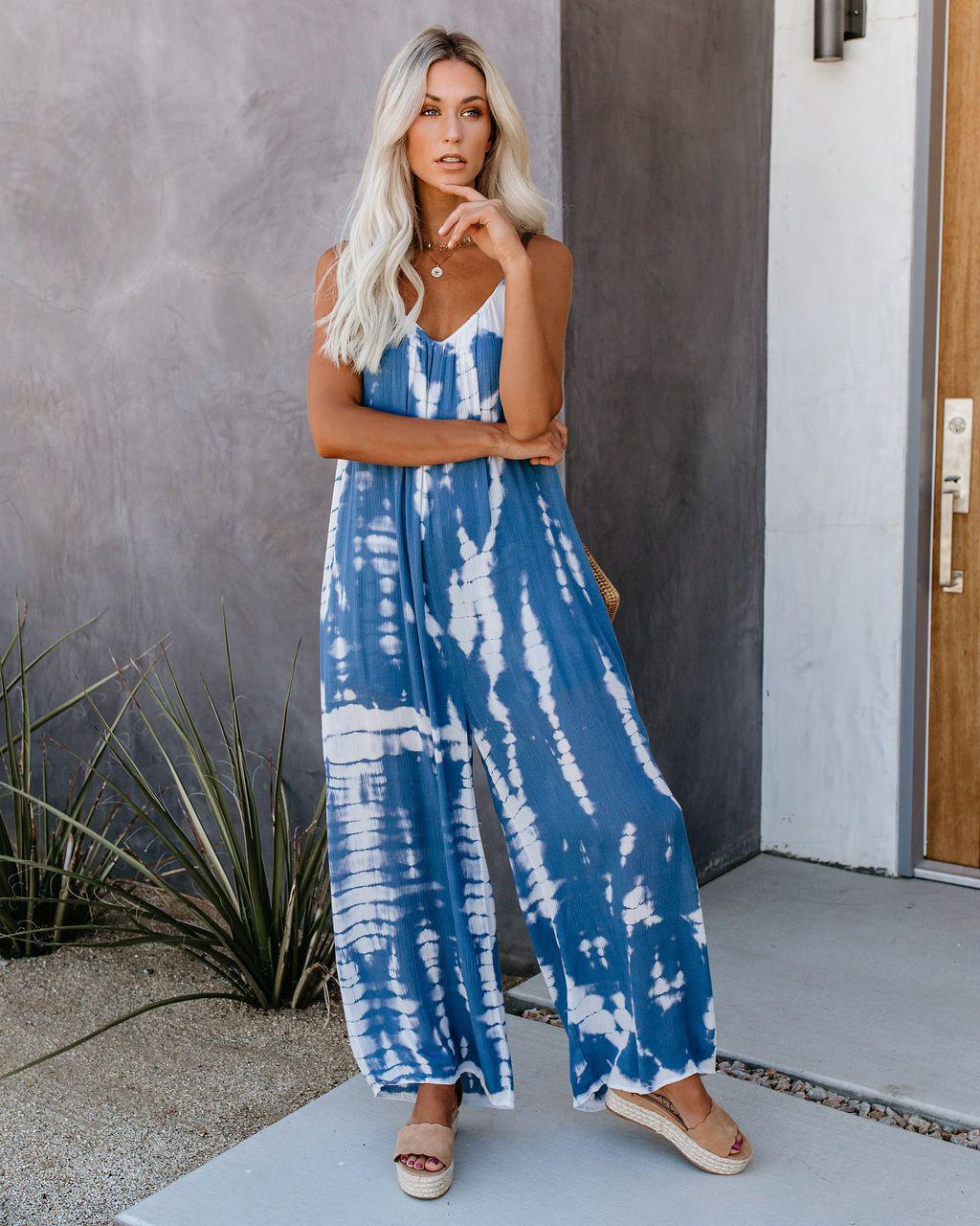 Jumpsuit mit hohem Stretchanteil und weitem Bein