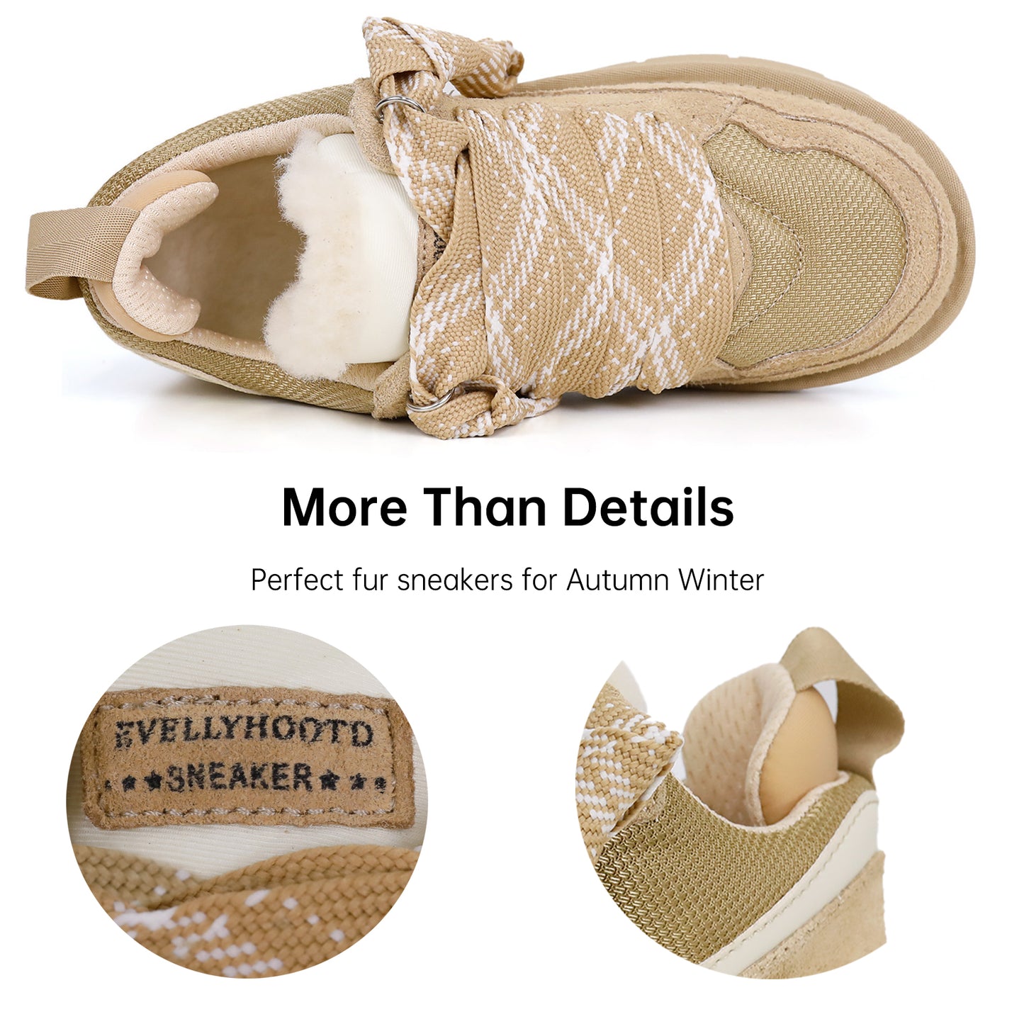 6401 Two-toned Laces Fur Sneakers