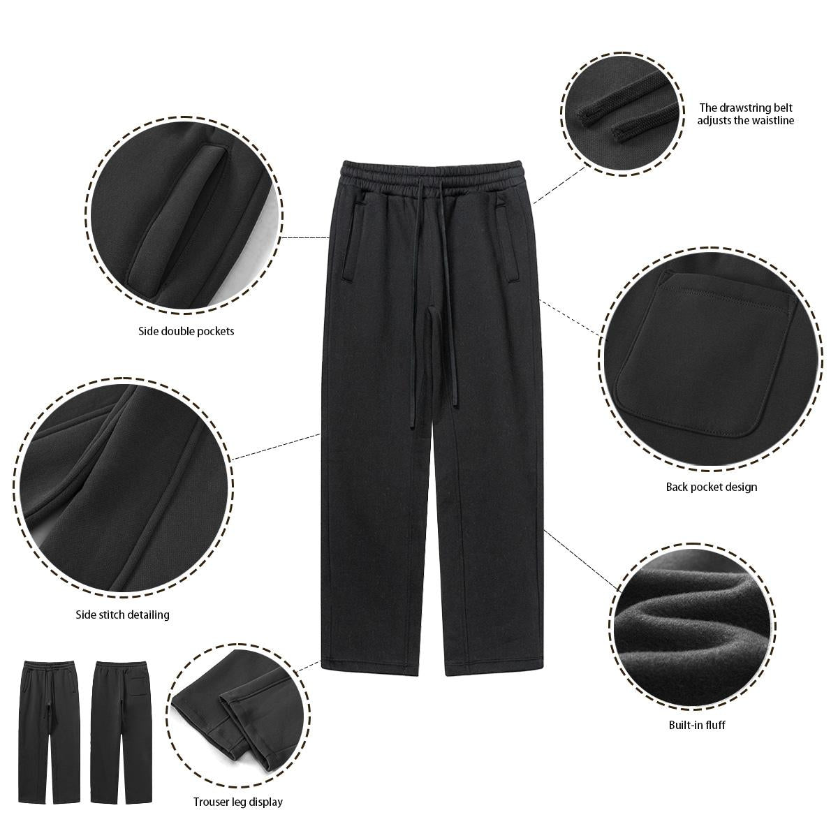 600GSM gerade Fleece-Jogginghose