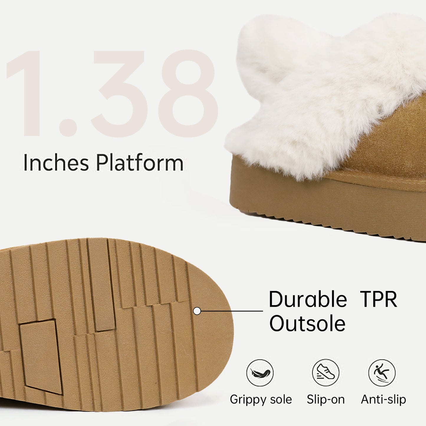 2411 Platform 2-Straps Fur Slipper Shoes