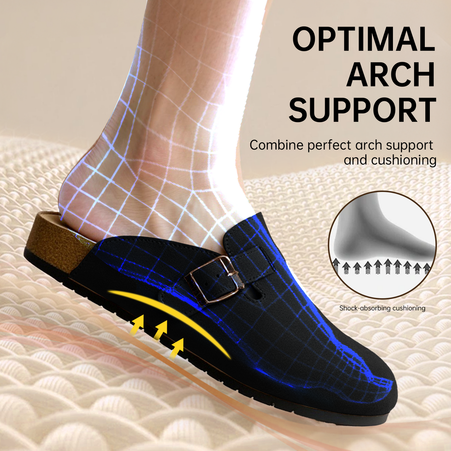 8555 Round Toe Suede Cork Clogs