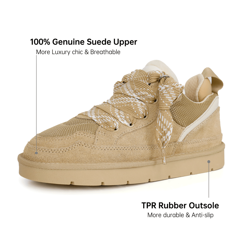 6401 Zweifarbige Schnürsenkel-Sneaker aus Pelz
