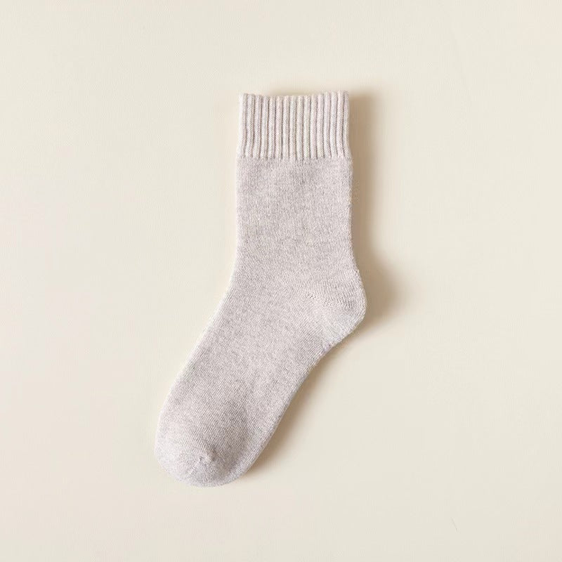 Terry Cotton Knit Long Thick Towel Crew Socks - One Size