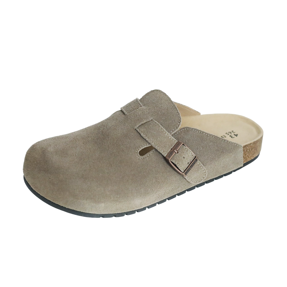 8555 Round Toe Suede Cork Clogs