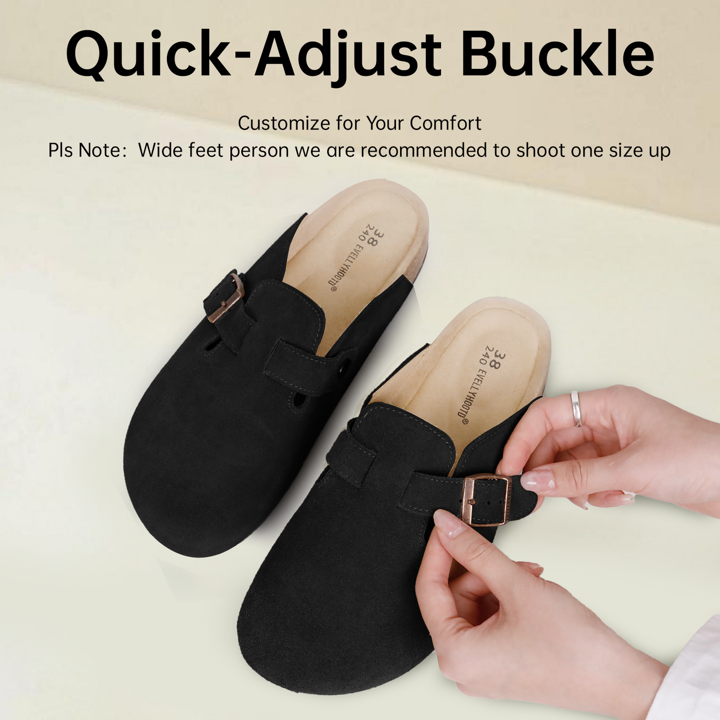 8555 Round Toe Suede Cork Clogs