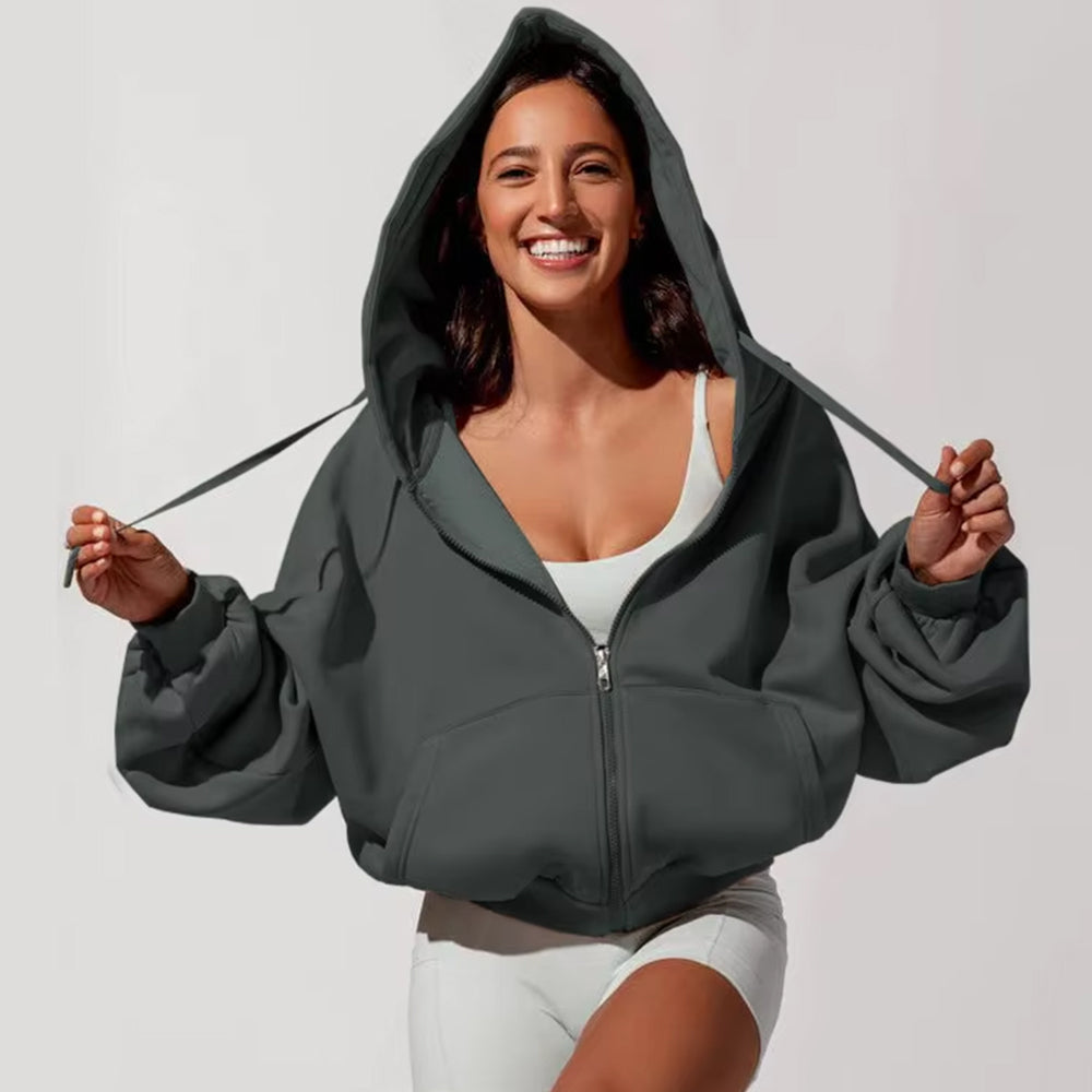 Oversized Cropped Zip Up Cloud Hoodies Sweatshirts