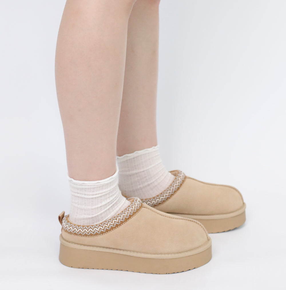 Moganna | Platform Suede Braided Outdoor Slippers Autumn Winter Warmer