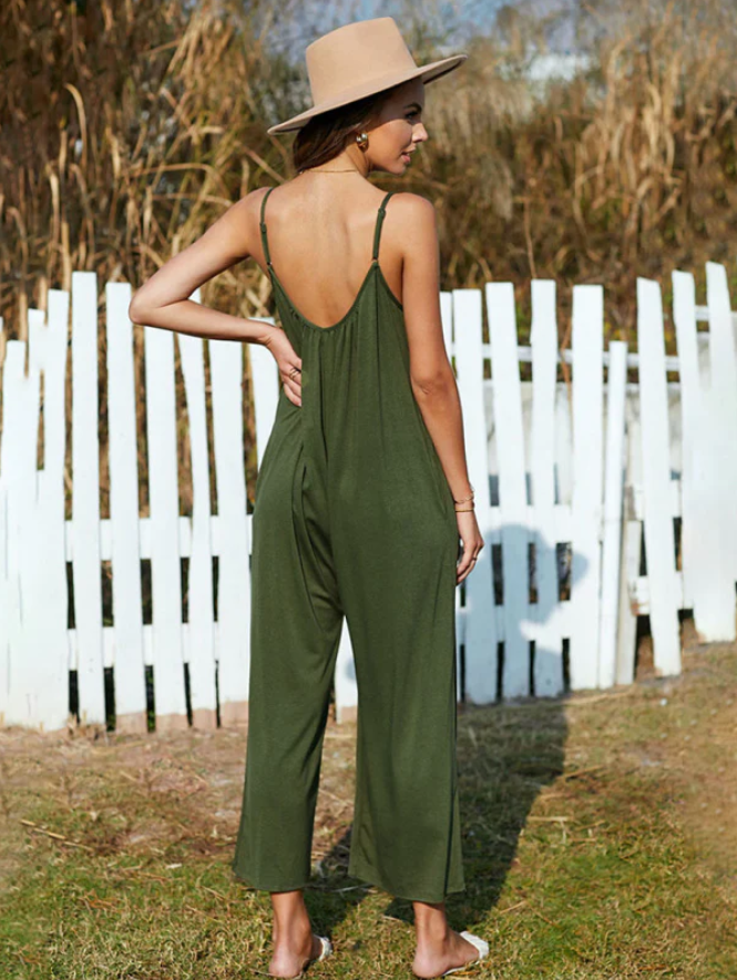 Jumpsuit mit hohem Stretchanteil und weitem Bein