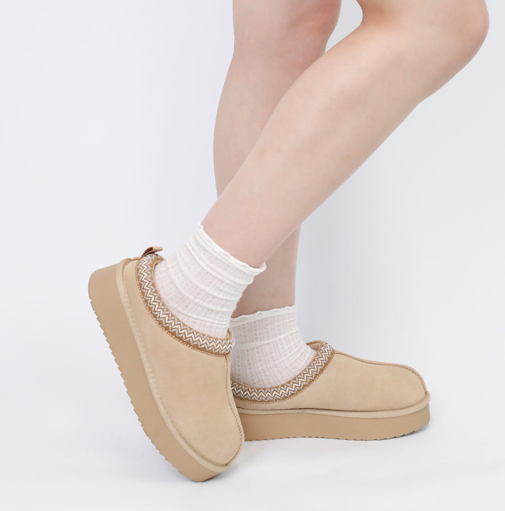 Moganna | Platform Suede Braided Outdoor Slippers Autumn Winter Warmer