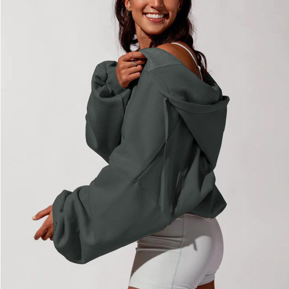 Oversized Cropped Zip Up Cloud Hoodies Sweatshirts