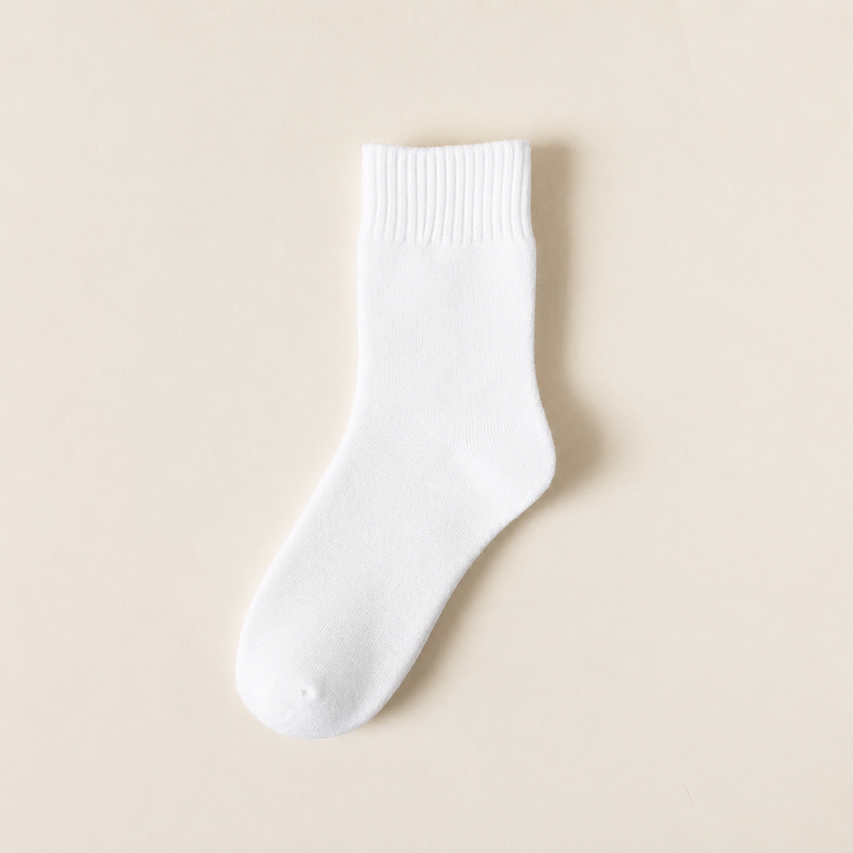 Terry Cotton Knitted Crew Socks - One Size