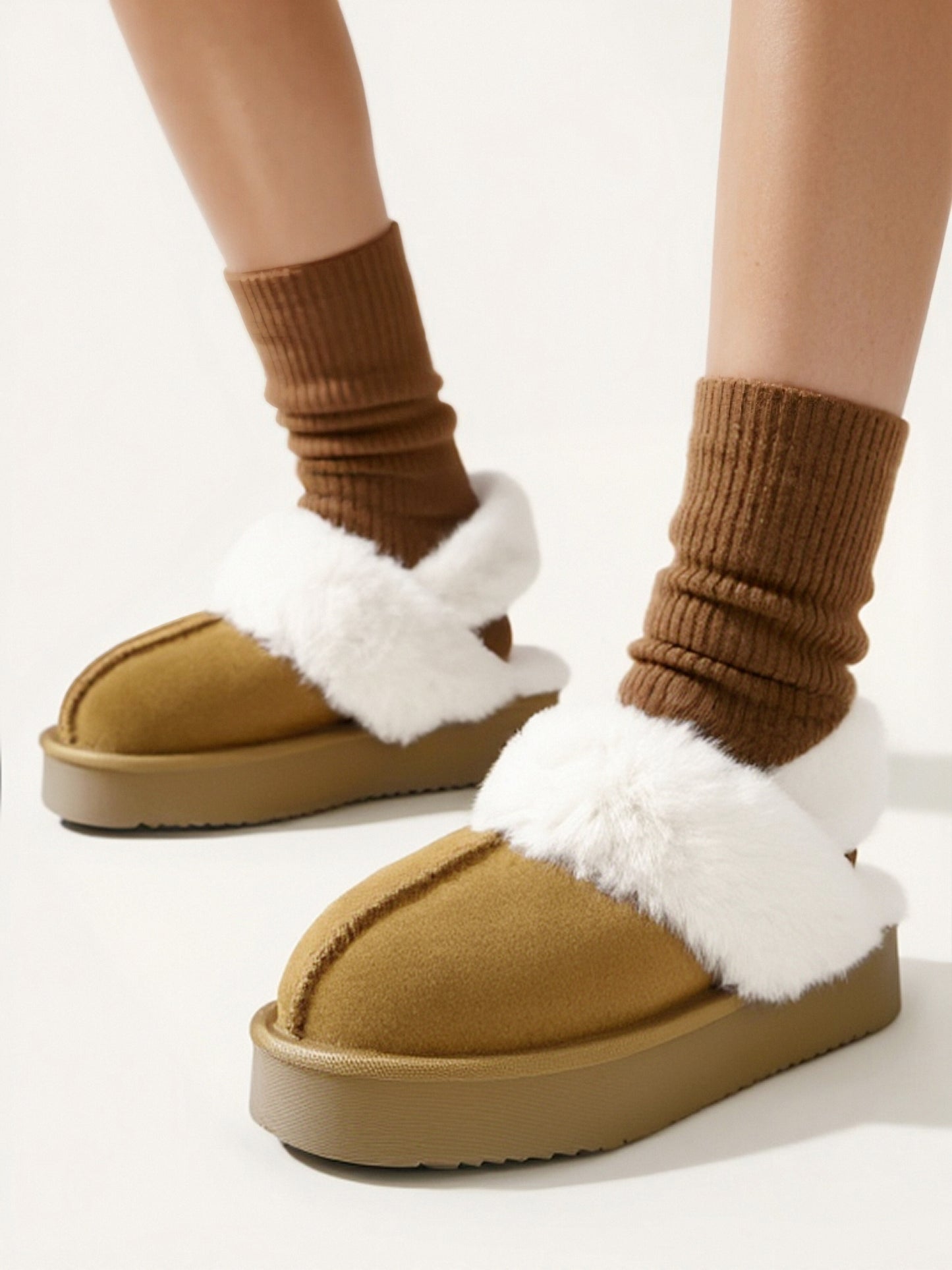 2411 Platform 2-Straps Fur Slipper Shoes