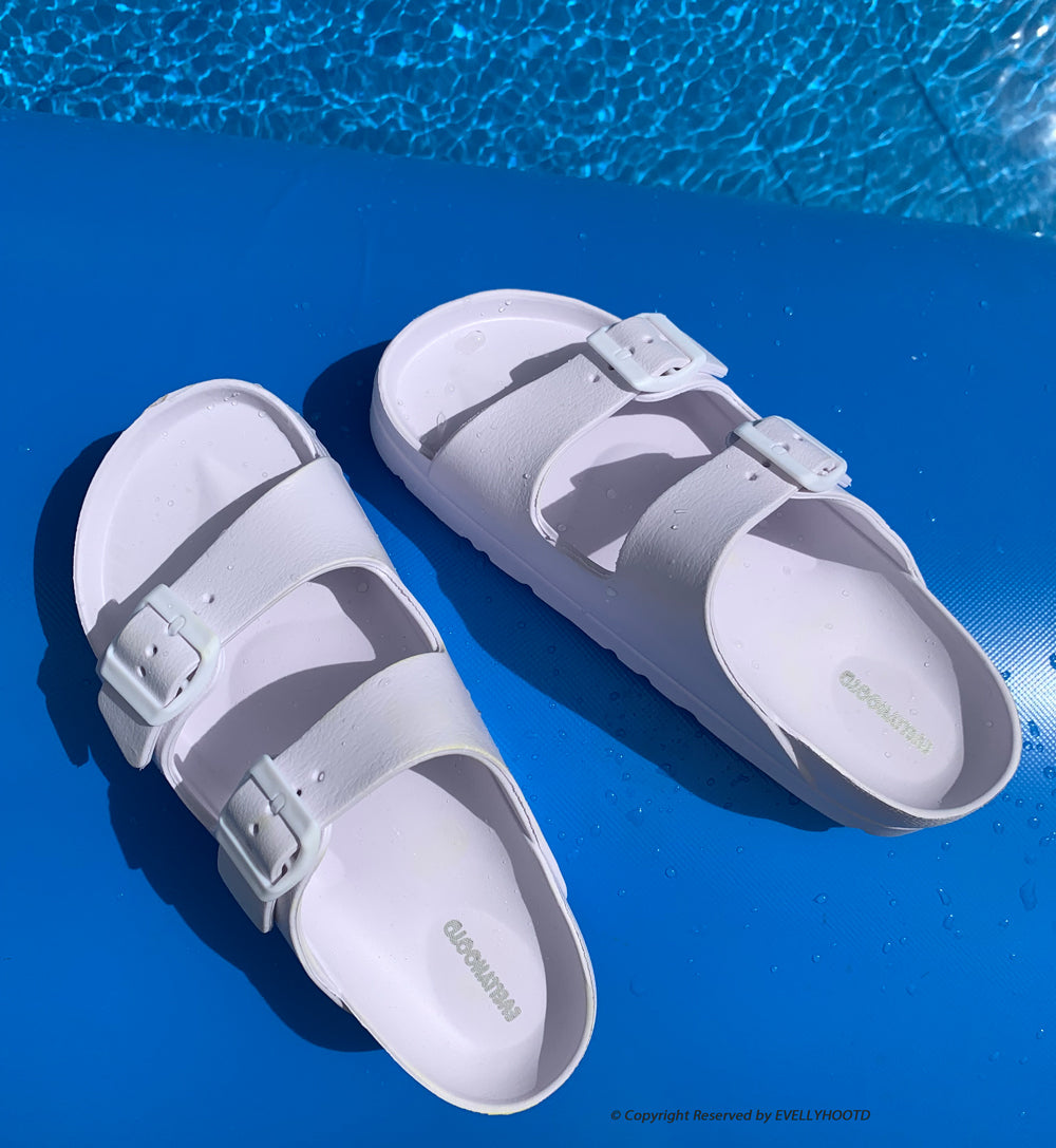 Colin Platform | EVA Double Buckle Lightweight Beach Slides - By EVELLYHOOTD