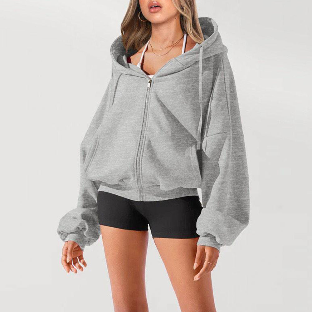 Oversized Cropped Zip Up Cloud Hoodies Sweatshirts