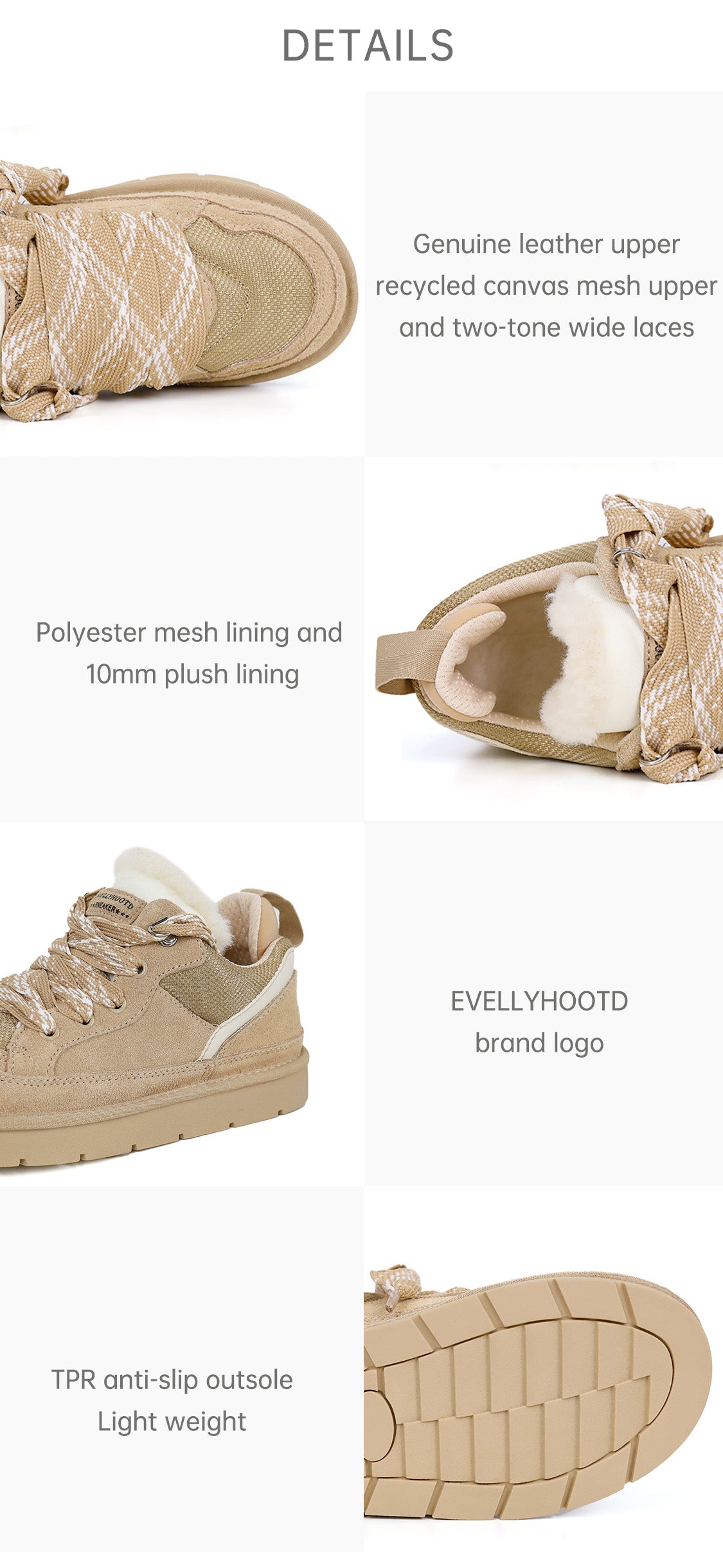 6401 Two-toned Laces Fur Sneakers